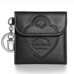 Tiffany & Co Return to Tiffany Black Leather Bag Charm Key Ring NEW